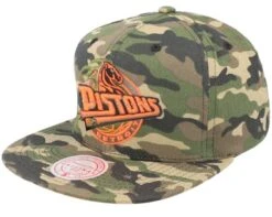 Detroit Pistons Neon Camo Pop Camo Snapback - Mitchell & Ness