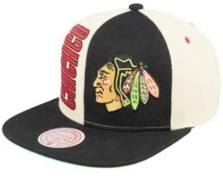 Chicago Blackhawks Pop Panel Off White/Black Snapback - Mitchell & Ness
