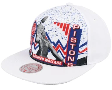 Detroit Pistons 90's Playa Rasheed Wallace White Snapback - Mitchell & Ness