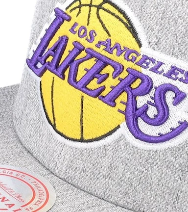 Los Angeles Lakers Team Heather 2.0 Grey Heather Snapback - Mitchell & Ness – Image 6