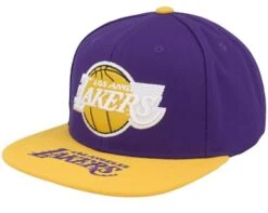 Los Angeles Lakers Logo Bill Purple/Yellow Snapback - Mitchell & Ness