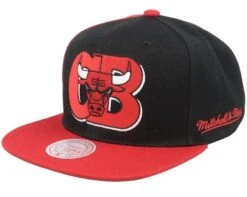 Chicago Bulls Rear Script Deadstock NBA Black/Red Snapback - Mitchell & Ness