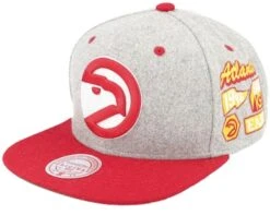 Atlanta Hawks Melton Patch Grey/Red Snapback - Mitchell & Ness