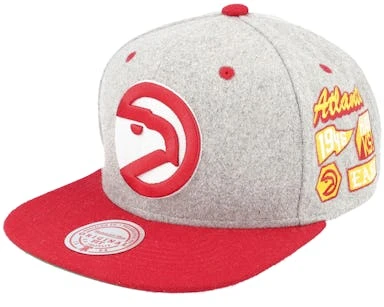 Atlanta Hawks Melton Patch Grey/Red Snapback - Mitchell & Ness