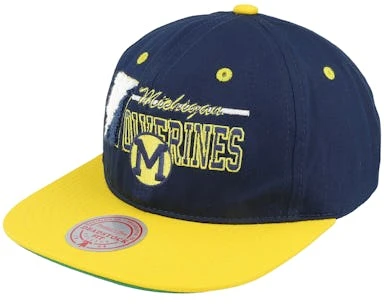 Michigan Wolverines Varsity Letter Blue/Yellow Snapback - Mitchell & Ness