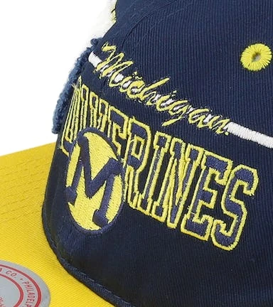 Michigan Wolverines Varsity Letter Blue/Yellow Snapback - Mitchell & Ness – Image 6