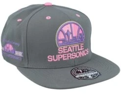 Seattle Supersonics Lavender Dreams Fitted Hwc Grey Snapback - Mitchell & Ness