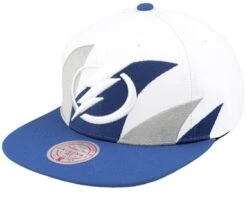 Tampa Bay Lightning Vintage Sharktooth White/Blue Snapback - Mitchell & Ness