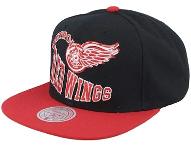 Detroit Red Wings Crooked Path Black Snapback - Mitchell & Ness