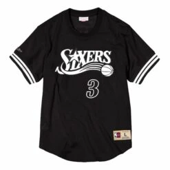 Mitchell & Ness T-shirt Philadelphia 76ers Black & White Mesh