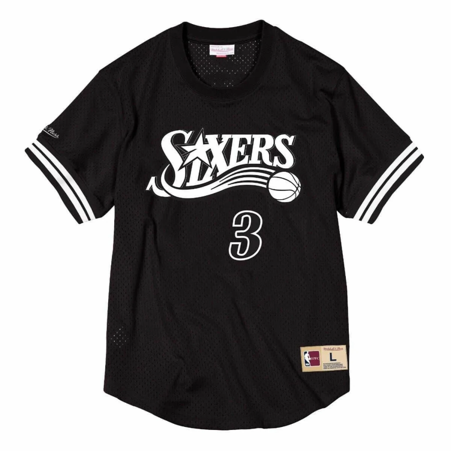 Mitchell & Ness T-shirt Philadelphia 76ers Black & White Mesh